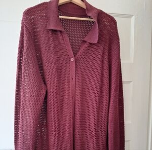 Women's Burgundy Long Duster Cardigan